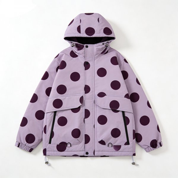 Lavender Polka Dot Puffer Jacket