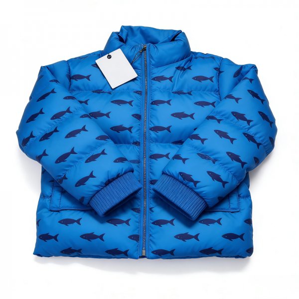 Shark Print Blue Puffer Jacket