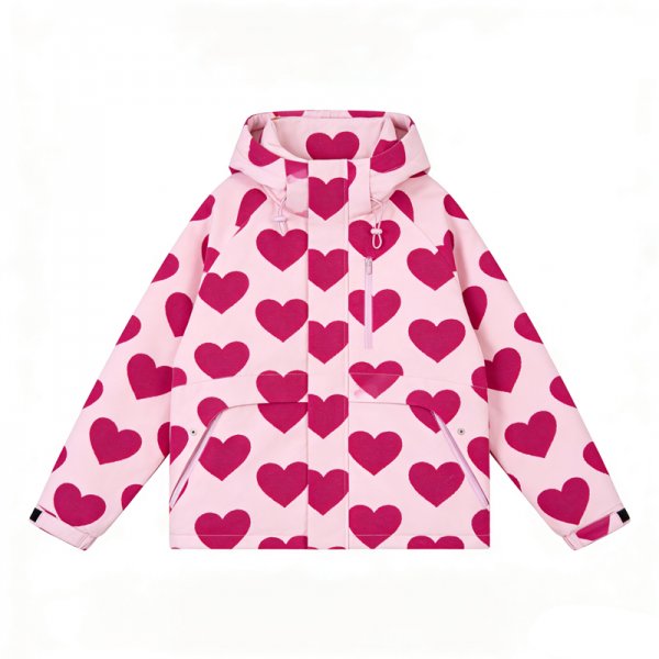 Heart Print Lavender Puffer Jacket