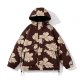 Leaf-Print Puffer Jacket with Drawcord Hem