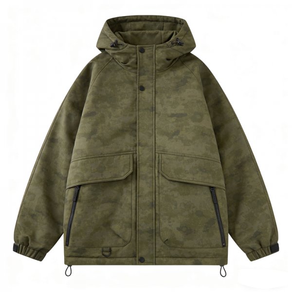 Olive Camo Utility Puffer with Front Pockets